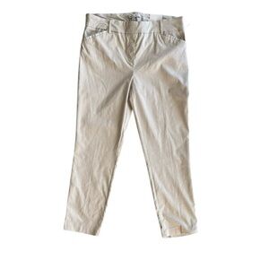 New Maison D’ Amelie Vertical Tan & White Lines Dress Pull on Pants Sz 12